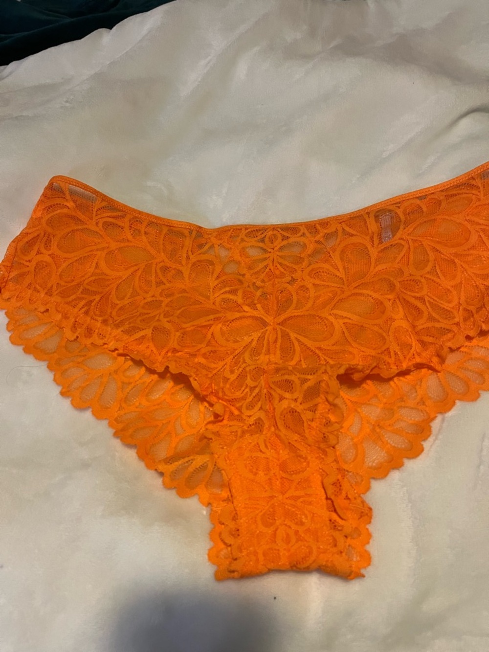 Savage X Fenty Orange Lace Cheeky Panty NWOT
